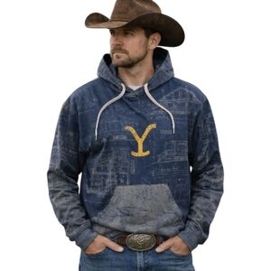 Yellowstone, historic blueprint hoodie hooded sweatshirt large